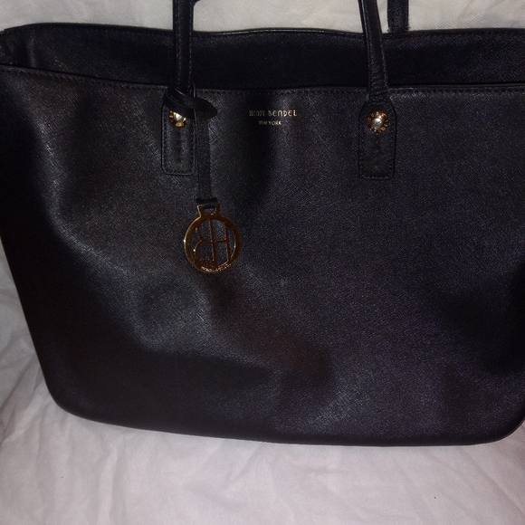 Henri Bendel Large Black Leather Satchel Shoulder Bag Purse Preowned. W/ dustbag - Picture 1 of 13